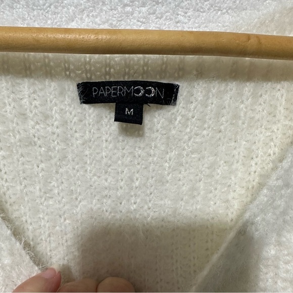 Paper Moon Mint Blue White Colorblock Pullover Sweater Women’s size Medium - Picture 4 of 6